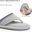 Flip Flops House Slippers for Women Indoor House Shoes with Soft Terry Cloth Ladies Thong Slippers with Non-Slip Sole and Memory Foam Grey (Gray)
