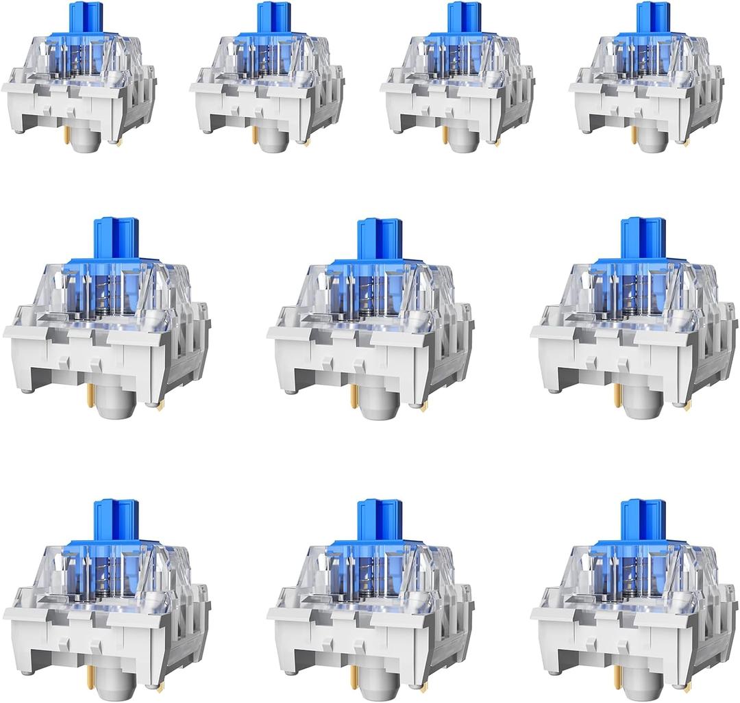 ZhouWang Blue Switch 3 Pin 50gf Pre-Lubricated,Dustproof Clicky Switch,Suitable for RGB,Mechanical Gaming KeyboardsMX Mechanical Keyboard(Blue,72PCS)