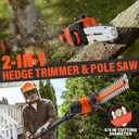 MAXLANDER 8 Inch Pole Saw and 18 Inch Pole Hedge Trimmer, 2-in-1 Cordless Pole Saws for Tree Trimming, 15-Feet MAX Reach, 16ft/s Speed, 20V Pole Chainsaw with 2.0Ah Battery & Charger