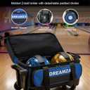 2 Ball Bowling Bag with Wheels, Double Bowling Ball Bag 2 Ball Roller w/Separate Compartment for Shoes Up to US Mens Size 16, w/Retractable Handle Extends to 40" & Accessories Pocket