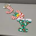 Christmas Joy Door Sign Decorations, Wooden Wall Hanging Sign Dcor for Christmas Party Supplies, Peppermint Wood Mouse Shaped Decorative Xmas Home Porch Plaques Ornaments Indoor and Outdoor