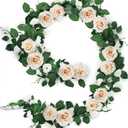 Artificial Rose Garlands, 5.9 FT Flower Floral Vine for Wedding Arch Aisle Mantle Table Runner Centerpieces Backdrop Patio Decorations - Champagne