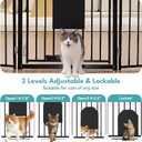 No Pawblems Dog Gate with Cat Door, Free Standing 30'' Tall Foldable Dog Fence for Indoor & Outdoor, Up to 78 Inch Extra Wide Puppy Gate for Stairs, Hallways, Doorways, Deck, Yard (Black, 3 Panels)