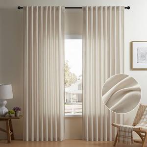 Neutral Beige Linen Curtains 50" x 118 Inch Length for Dining Living Room Light Filtering Neutral Privacy Light Filtering Bedroom Cream Curtain 118 Inch Length 2 Panels