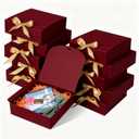 WLUSEAXI 10pack Gift Boxes with Lids, 6.5''x6.5''x2'' Red Gift Boxes For Presents, Paper Boxes with Ribbon for Birthday Wedding Party Chocolate Candy