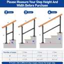 2 Step Handrails for Outdoor Steps, Metal Wood Grain Hand Rails