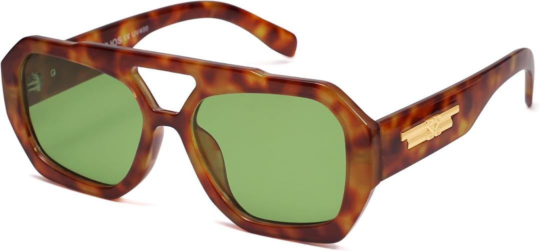 SOJOS Trendy Large Aviator Sunglasses for Womens Mens Polarized,Hexagonal Square Double Bridge Designer Inspired SJ2288