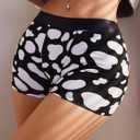 SHENHE Women's Cow Print Boyshorts Panties Low Rise Cute Boxer Underwear (Black, S)