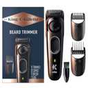 King C. Gillette Cordless Beard Trimmer for Men, Kit includes 1 Trimmer, 3 Interchangeable Combs, 1 Cleaning Brush, 1 Charger, 1 Travel Bag, BLUE (6 Piece Set)
