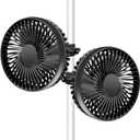 Grow Tent Fan, 5in Two Fans for Greenhouse Plant All Direction Ventilation Circulation Instead of Oscillating, Can Work with Timer and Thermostat, 3 Speeds IP54 Waterproof 8ft Cord Power Adapter
