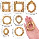 2 x Vintage Mini Picture Frame 7 PCS Set Mini Gold Frames Baroque Antique Resin Tabletop Jewelry Display Small Photo Frames Miniature Tiny Frame Wall Hanging for DIY Christmas Home Decor Gift