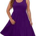 DB MOON Womens 2025 Plus Size Tank Dresses Sleeveless Knee Length Sundress with Pockets (XX-Large, 01 Purple)