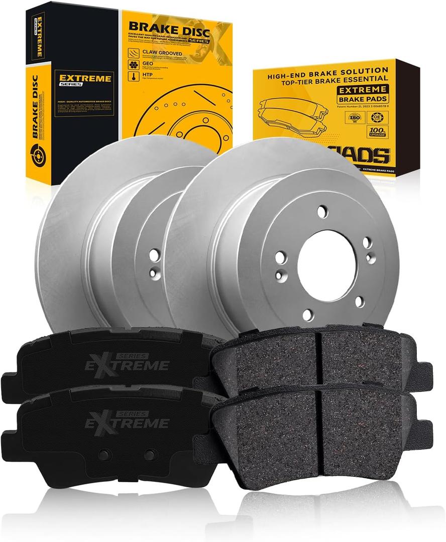 TOVASTY Rear Brake Kit Compatible with Hyundai Tucson 2016-2021 E-coated Brake Rotors and Carbon Ceramic Brakes Pads Compatible with Kia Sportage 2017-2022