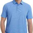M MAELREG Mens Polo Shirts Short Sleeve Quick Dry Moisture Wicking Athletic Performance Jacquard Collared Golf Shirt for Men (Blue, M)