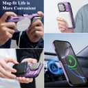 MMHUO for iPhone 16 Pro Case with Adjustable Camera Protector & Screen Protector,[Compatible with MagSafe] [Military Grade Protection] Shockproof Phone Case for iPhone 16 Pro,Purple