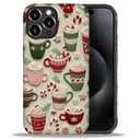 DAIZAG Case for iPhone 16 Pro Max, Christmas Coffee Snowflake Cane Full-Body Design Hybrid Dual Protection Soft TPU + Hard PC, Shockproof & Scratch-Resistant Protective Cover Phone Case for Men Women