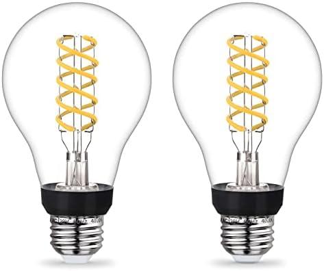 YIMILITE A21 Dimmable LED Edison Bulb 6W Equal 60 watt Natural White 4000K Clear E26 Base Vintage Spiral Filament Light Bulb for Ceiling Fan Light Bulbs and Appliance Bulb 600LM 2Pack One Missing