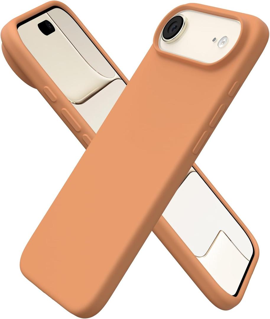 ORNARTO for iPhone Air Case 6.5", Slim Liquid Silicone 3 Layers Soft Gel Rubber Shockproof Protective Cover with Anti-Scratch Microfiber Lining-Faded Orange