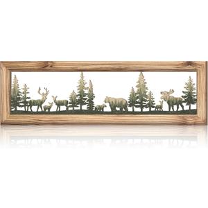 Wesiti Wooden Bear Wall Art 23.6 Inch, Wildlife Metal Rustic Decor