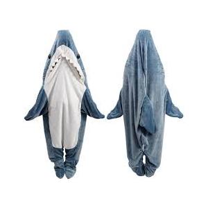 Shark Blanket Hoodie Onesie for Adult & Kid, Wearable Shark Sleeping Bag, Soft Cozy Onesie Costume XXXL