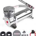 Heavy Duty 200 PSI Air horn Compressor, 3/8 NPT Train Horn/Air Ride Compressor, Fittings for 12V Train/Truck/Car SILVER