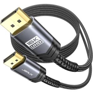 JSAUX Displayport Cable 10ft 2.1, DP 2.1 Cord Support 16K@60Hz, 8K@120Hz, 4K@240Hz 80Gbps, Backward Compatible with DP1.4/DP1.2, Display Port 2.1 Cable Compatible with Monitor, Laptop, Graphics