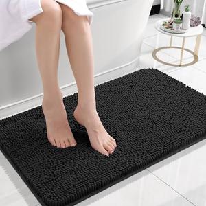 Bathroom Rugs 24x16, Extra Soft Absorbent Chenille Bath Rugs, Rubber Backing Quick Dry, Machine Washable Bath Mats for Bathroom Floor, Tub and Shower, Home Decor Accessories, Grey