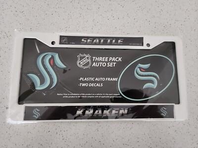 Seattle Kraken NHL Metal License Plate Frame and 2 Decals