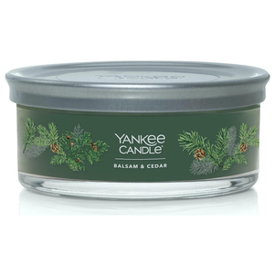 Yankee Candle Baldam & Cedar Scented, Signature 12oz Medium Tumbler 5-Wick Candle, Over 16 Hours of Burn Time