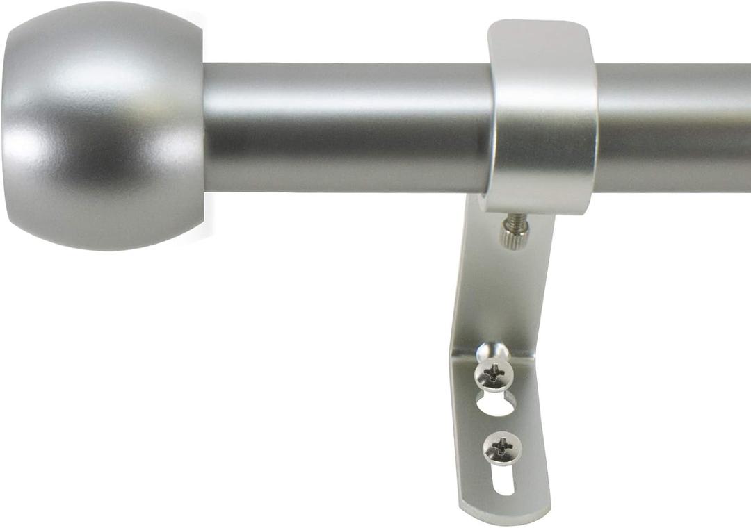 Decopolitan 29546-AS18 Knob Curtain Rod Set, 18 to 36 Inches, Silver