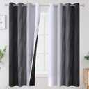 Estelar Textiler Ombre Greyish White Black Blackout Curtains & Drapes 63 Inch Length 2 Panels for Bedroom, Thermal Insulated Full Light Blocking Grommet Blackout Drapes for Kids Room, 52Wx63L, Adult