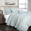 Lush Decor Ravello Pintuck Comforter Set - Luxe 5 Piece Textured Bedding Set - Traditional Glam & Farmhouse Inspired Bedroom Decor - King, Blue