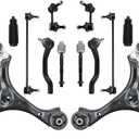 12 PCS Suspension Kit Front Lower Control Arm and Ball Joints Sway Bar Link Tie Rod Bellows Compatible With 2013-2015 Honda Civic