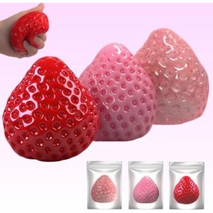 Handmade Strawberry Taba Squishy Toys: 3Pcs Ultra Squishies Squishy Fidget Toys Kawaii Squeeze Toys for Kids and Adults,Relieves Stress Anxiety Gifts for Birthday,Party Favors