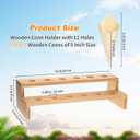 Queekay 100 Pcs Disposable Wooden Food Cones with 12 Holes Food Cone Display Stand Cone Holder for Charcuterie, Ice Cream, Catered Events, Party or Buffets(Straight,Bamboo)