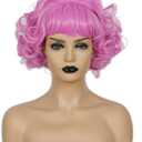 50S Short Pink Wigs Halloween Costume Cosplay Curly Party Wig for Men