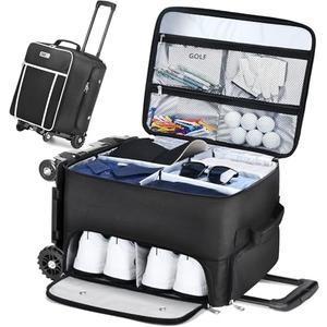 CAB55 Golf Trunk Organizer with 4 Wheels, 2 Layer Waterproof Car Golf Organizer with Separate Ventilated Compartment for 2 Pair Shoes, Golf Trunk Storage for Clothes, Accessories, Golf Gifts