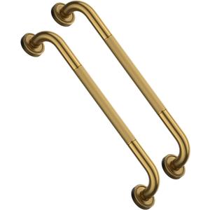 2 Pack 20 Inch Bronze Shower Grab Bar Gold, Munzong Antique Brass Bathroom Grab Bar w/Anti-Slip Knurled Grip, Safety Balance Bar Bath Hand Rail Support Handicap Injury Elderly Senior Assist Handle