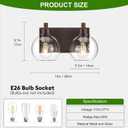 IZORRO Bathroom Light Fixtures, 2-Light Oil Rubbed Bronze Vanity Light, Modern Wall Sconces with Globe Clear Glass Shade, Vanity Lighting Fixtures Over Mirror,E26 Bulb Socket