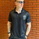 COOLLYME Men’s Black Hunting Graphic Polo Shirt Casual Short Sleeve Collared Humor Statement Summer Gift for Men (Black, XL)