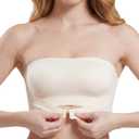 newnice Strapless Bandeau Bra: No Padded Seamless Wirefree Tube Top with Non-Slip Silicone Grip - Invisible Comfort for Women (Beige, S)