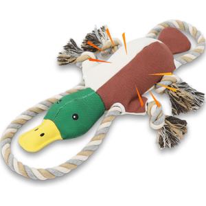 Lesmeet Upgraded Duck Dog Toys for Aggressive Chewers Puppy Toys with Crinkle Paper and Squeaker, Interactive Tug of War Dog Toy for Small, Medium, and Large Breeds (Brown)