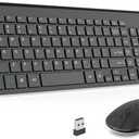 LeadsaiL Wireless Keyboard and Mouse Combo, Wireless USB Mouse and Computer Keyboard Set, Compact and Silent for Windows Laptop, Desktop, PC (Black)