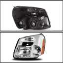 munirater Chrome Housing Headlight Assembly Driver and Passenger Side Replacement for Equinox 2005-2009 with Amber Corner 15888058, 15888059