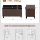30 Inches Ottoman with Storage, Folding Bench with Legs, Brown, 30"D x 15"W x 15.7"H