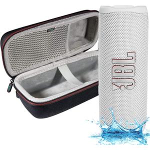 JBL Flip 6 - Waterproof Portable Bluetooth Speaker, Powerful Sound and deep bass, IPX7 Waterproof, 12 Hours of Playtime with Megen Hardshell Case - White