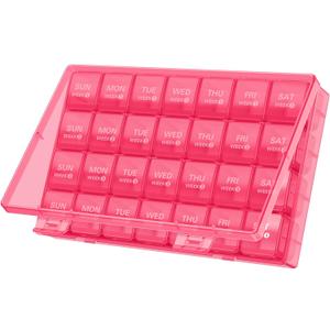 TookMag Monthly Pill Organizer 28 Day Pill Box, Travel Medicine Pill Organizer, Large 4 Weeks 1 Month Pill Cases with Dust-Proof Container for Pills/Vitamin/Fish Oil/Supplements (Pink)