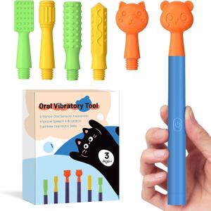 Oral Sensory Stimulation Kit with 6 Soft Textured Heads for Speech Therapy & Feeding Support, Muscle Strength & Phonation Improvement - Blue