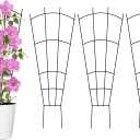 Yaocom 4 Pack 32'' Garden Trellis for Climbing Plants Outdoor Metal Trellis for Potted Plants Indoor Fan Shape Plant Support for Houseplant Flower Ivy Vine