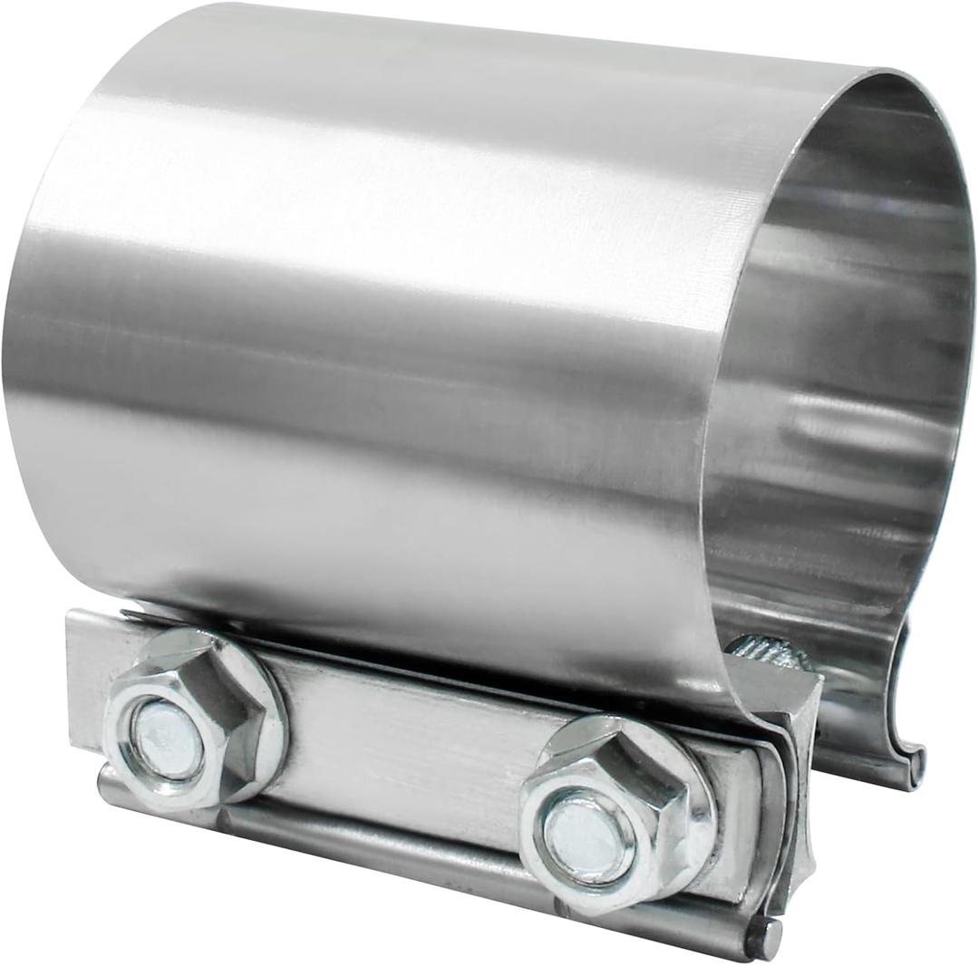 2.5'' Heavy Duty 304 Stainless Steel Lap Joint Exhaust Pipe Seal Band Clamp, Repair Clamp Sleeve Coupler for Emergency Pipe Repair, Pack of 1